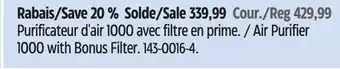 Canadian Tire Cuisinart Air Purifier 1000 with Bonus Filter offer