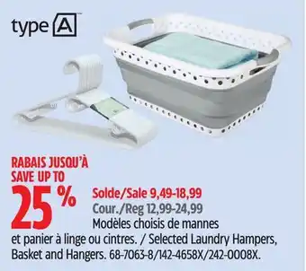 Canadian Tire type A Selected Laundry Hampers, Basket and Hangers offer