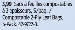 Canadian Tire Compostable 2-Ply Leaf Bags, 5-Pack offer
