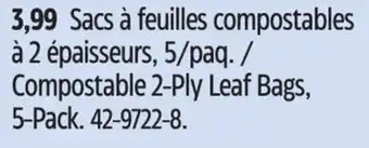 Canadian Tire Compostable 2-Ply Leaf Bags, 5-Pack offer