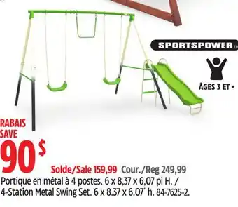Canadian Tire SportsPower 4-Station Metal Swing Set offer
