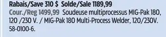 Canadian Tire Lincoln MIG-Pak 180 Multi-Process Welder offer