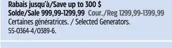 Canadian Tire Champion Selected Generators offer