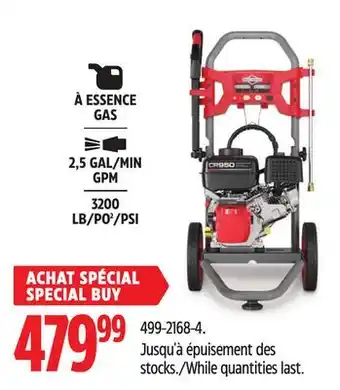 Canadian Tire Briggs & Stratton 3200 Psi 2.5 Gpm 208cc Engine Wheeled Gas Pressure Washer offer