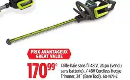Canadian Tire Yardworks 48V Cordless Hedge Trimmer offer