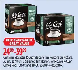 Canadian Tire Selected Tim Hortons or McCafe K-Cup Coffee Pods offer