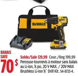 Canadian Tire DEWALT 20V MAX Brushless Li-Ion 1⁄2˝ Drill Kit offer