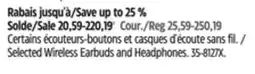 Canadian Tire Samsung Selected Wireless Earbuds and Headphones offer