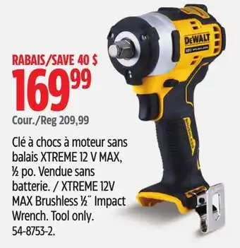 Canadian Tire DEWALT XTREME 12V MAX Brushless 1⁄2˝ Impact Wrench offer