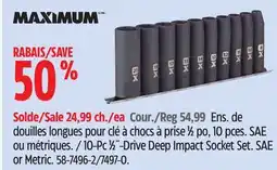 Canadian Tire Maximum 10-Pc 1⁄2˝-Drive Deep Impact Socket Set offer