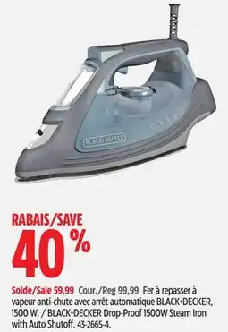 Canadian Tire BLACK+DECKER Drop-Proof 1500W Steam Iron with Auto Shutoff offer