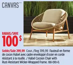 Canadian Tire Habel Cocoon Chair with Rust Resistant Wicker-Wrapped Frame offer