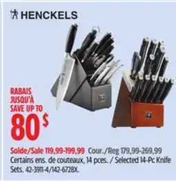 Canadian Tire Henckels Selected 14-Pc Knife Sets offer