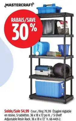 Canadian Tire Mastercraft 5-Shelf Adjustable Resin Rack offer