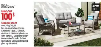 Canadian Tire For Living Sandstone Wicker Conversation Set offer