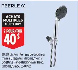Canadian Tire Peerless 6-Setting Hand-Held Shower Head, Chrome/Black offer
