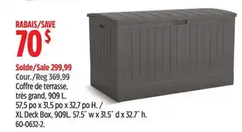 Canadian Tire suncast XL Deck Box, 909L offer