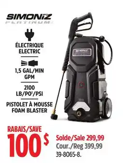 Canadian Tire Simoniz ELECTRIC 1,5 GAL/MIN GPM 2100 LB/PO2/PSI offer