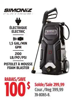 Canadian Tire Simoniz ELECTRIC 1,5 GAL/MIN GPM 2100 LB/PO2/PSI offer