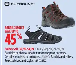 Canadian Tire Outbound Men's Sandals and Hikers. Selected sizes and styles offer