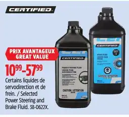 Canadian Tire Certified Selected Power Steering and Brake Fluid offer