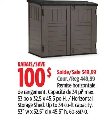 Canadian Tire Horizontal Storage Shed offer