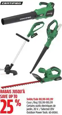 Canadian Tire Certified Selected 20V Outdoor Power Tools offer