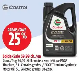 Canadian Tire Castrol EDGE Titanium Synthetic Motor Oil, 5L offer