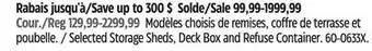 Canadian Tire Selected Storage Sheds, Deck Box and Refuse Container offer