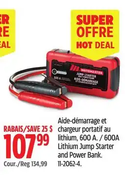 Canadian Tire Motomaster 600A Lithium Jump Starter and Power Bank offer