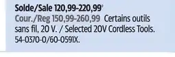 Canadian Tire Mastercraft 20V Cordless Tools offer