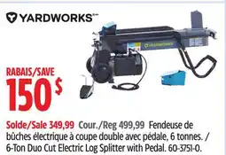 Canadian Tire Yardworks 6-Ton Duo Cut Electric Log Splitter with Pedal offer