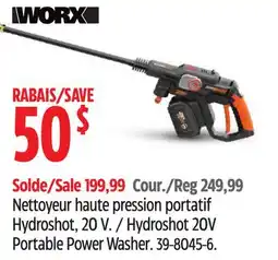 Canadian Tire Worx Hydroshot 20V Portable Power Washer offer