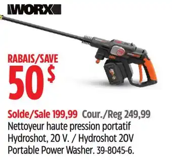 Canadian Tire Worx Hydroshot 20V Portable Power Washer offer