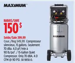 Canadian Tire MAXIMUM 15-Gallon Quiet Compressor offer