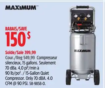 Canadian Tire MAXIMUM 15-Gallon Quiet Compressor offer