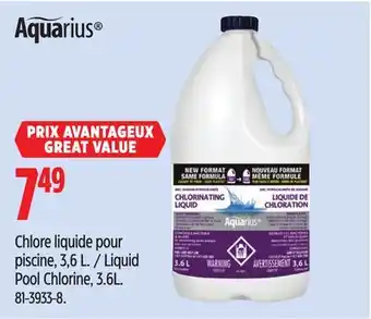 Canadian Tire Aquarius Liquid Pool Chlorine offer