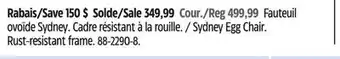 Canadian Tire CANVAS Sydney Egg Chair offer