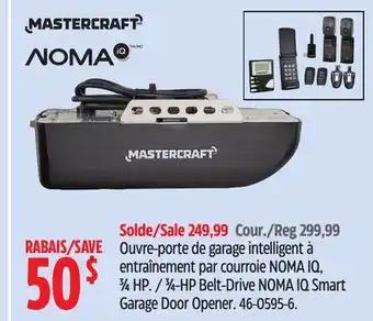 Canadian Tire Mastercraft 3⁄4-HP Belt-Drive NOMA IQ Smart Garage Door Opener offer