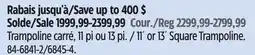 Canadian Tire Springfree 11´ or 13´ Square Trampoline offer
