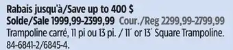 Canadian Tire Springfree 11´ or 13´ Square Trampoline offer