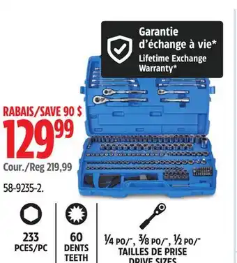 Canadian Tire Mastercraft ¼ PO/, ⅜ PO/, ½ PO/ TAILLES DE PRISE DRIVE SIZES offer