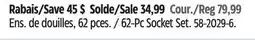 Canadian Tire Mastercraft 62-Pc Socket Set offer