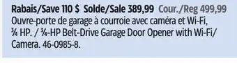 Canadian Tire CHAMBERLAIN 3⁄4-HP Belt-Drive Garage Door Opener with Wi-Fi/ Camera offer