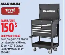 Canadian Tire Maximum 30˝ 5-Drawer Rolling Mechanic's Cart offer