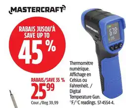 Canadian Tire mastercraft Digital Temperature Gun. °F/°C readings offer