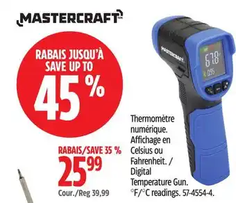 Canadian Tire mastercraft Digital Temperature Gun. °F/°C readings offer