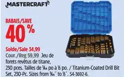 Canadian Tire Mastercraft Titanium-Coated Drill Bit Set offer