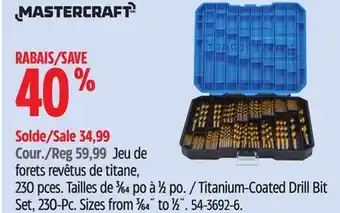 Canadian Tire Mastercraft Titanium-Coated Drill Bit Set offer