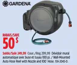 Canadian Tire Gardena Wall-Mounted Auto Hose Reel with Nozzle and 100´ Hose offer